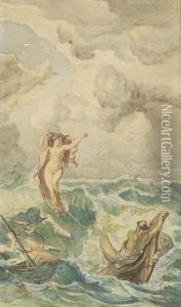 Leukothea Erscheint Demschiffbruchigen Odysseus Oil Painting - Friedrich I Preller