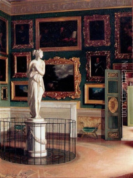 The Galleries At The Palazzo Pitti Oil Painting - Pietro Costa
