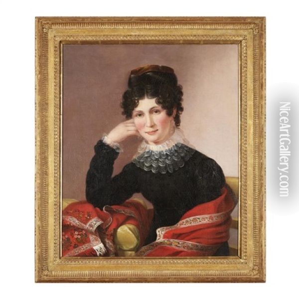 Portrait Of A Young Woman With A Lace Collar Oil Painting - Sarah Miriam Peale