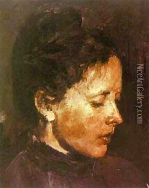 Portrait Of Olga Serova 1889-90 Oil Painting - Valentin Aleksandrovich Serov