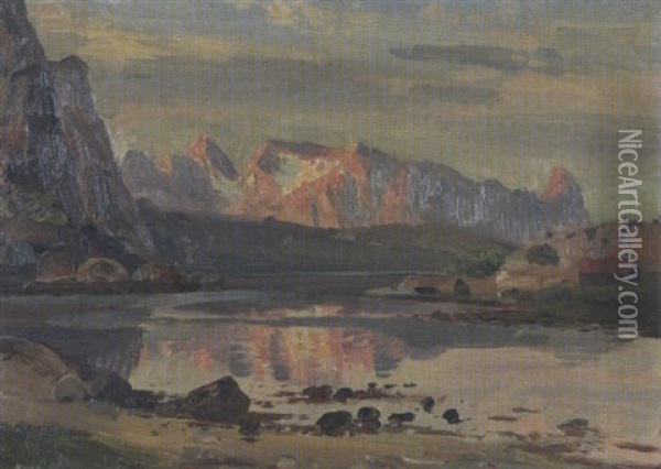 Fjordlandschaft Oil Painting - Hans Dahl