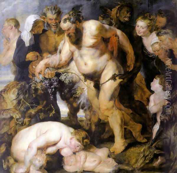 The Drunken Silenus 1616-17 Oil Painting - Peter Paul Rubens