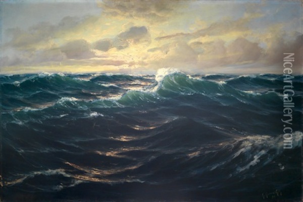 Mar Encrespado Oil Painting - Guillermo Gomez Gil