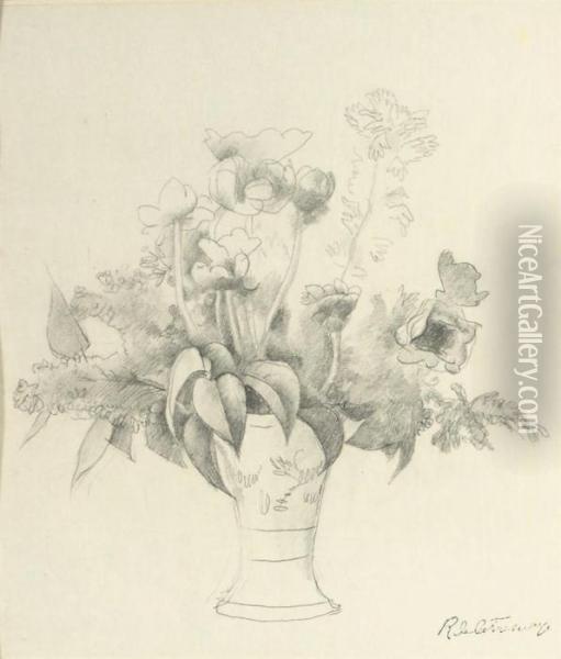 Vase De Fleurs: Flowers In A Vase Oil Painting - Roger de La Fresnaye