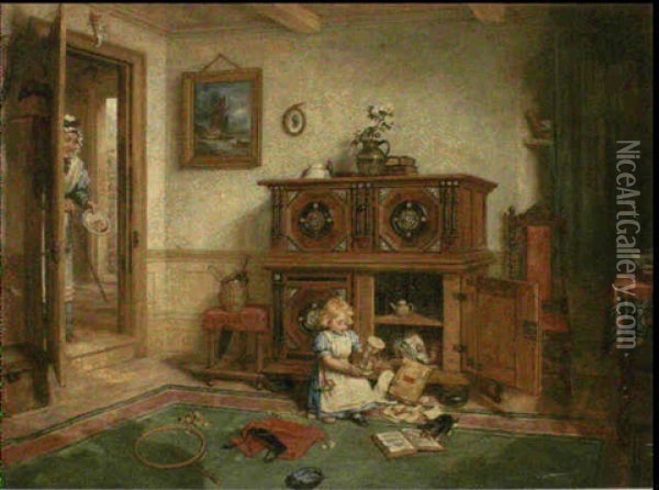 Grandmother's Visit Oil Painting - Alfred Morgan