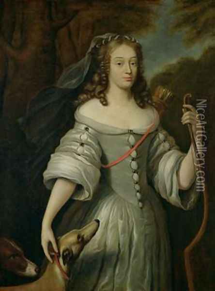 Portrait of Francoise Louise de la Baume le Blanc 1644-1710 Duchesse de Vaujour also known as Mademoiselle de la Valliere Oil Painting - Claude Lefebvre