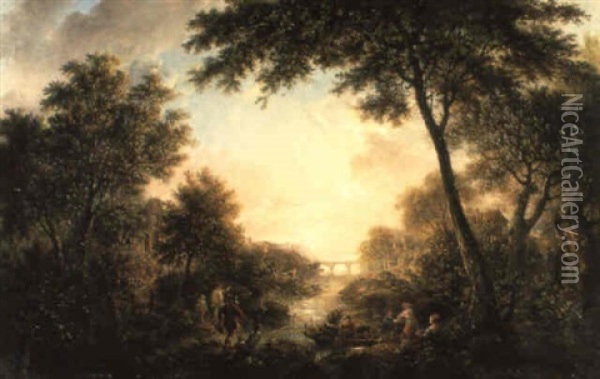 Romantiskt Landskap Oil Painting - Elias Martin