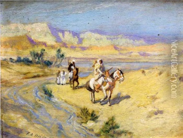 Guerrier Arabe Au Bord De L'oued Oil Painting - Frederick Arthur Bridgman