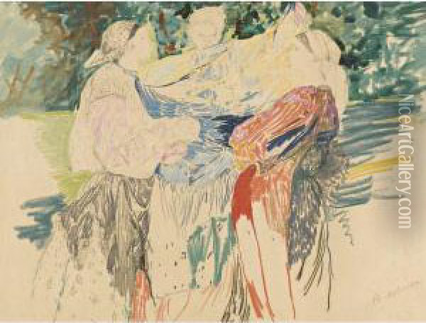 Three Peasant Women Oil Painting - Philippe Andreevitch Maliavine