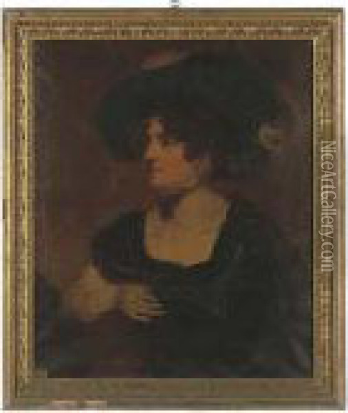 Portrait Of Harriet Davenport 
Williams, Bust-length, In A Black Dress With A Feathered Hat Oil Painting - Sir Thomas Lawrence