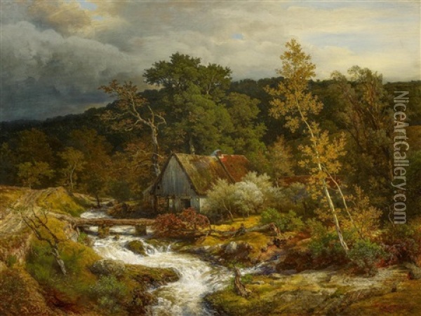 Hessische Wassermuhle Oil Painting - Andreas Achenbach