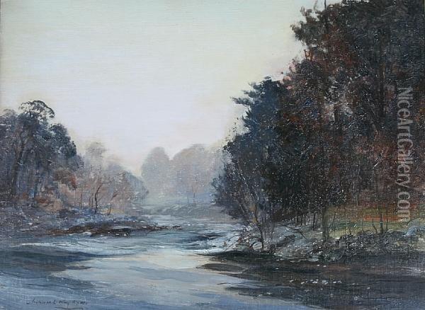 'autumn' - A River Landscape Oil Painting - Archibald Kay