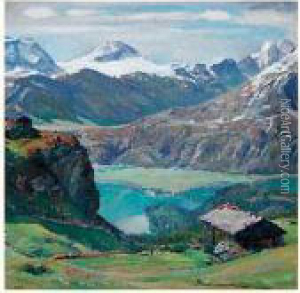 Lac Alpestre Oil Painting - E. Von Salis-Kern