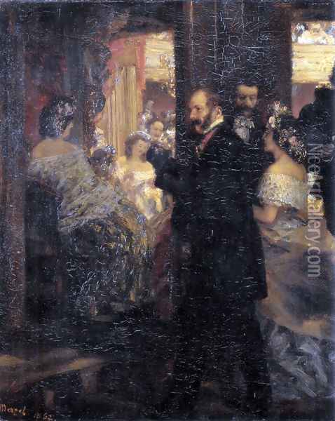 In the opera house Oil Painting - Adolph von Menzel