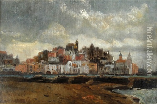 Stadtansicht Pozzuoli Oil Painting - Julius Jacob the Younger