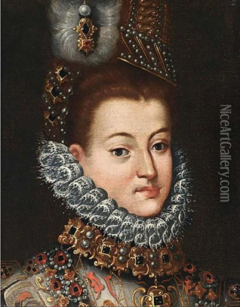 Portrait Of Isabella Clara Eugenia Of Austria Oil Painting - Frans Pourbus