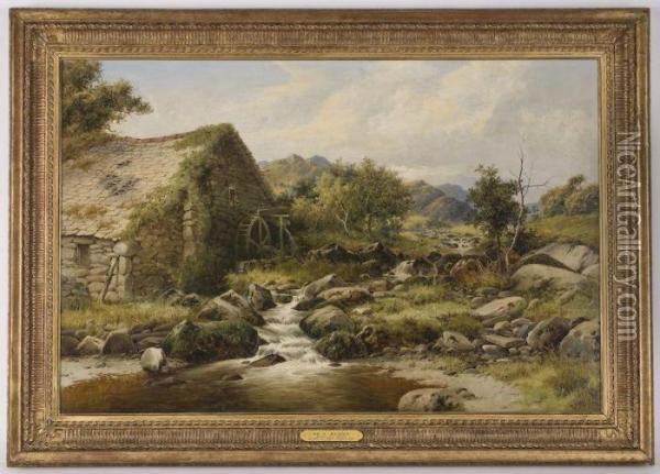 Depicting An Old Mill In North Wales Oil Painting - William Henry Mander