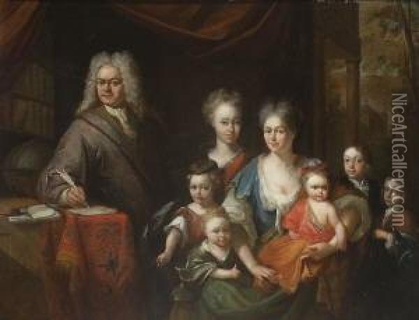 Familienportrat: Oil Painting - Adriaan Van Der Burg