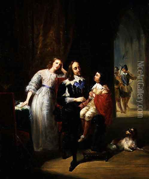 Charles I (1600-49) awaiting trial, Prince Henry (1640-60) Oil Painting - Alexandre-Marie Colin