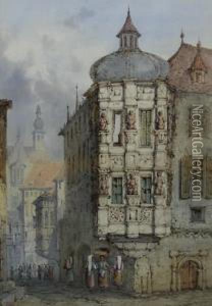 Continental Street Scene Oil Painting - Edwin St John