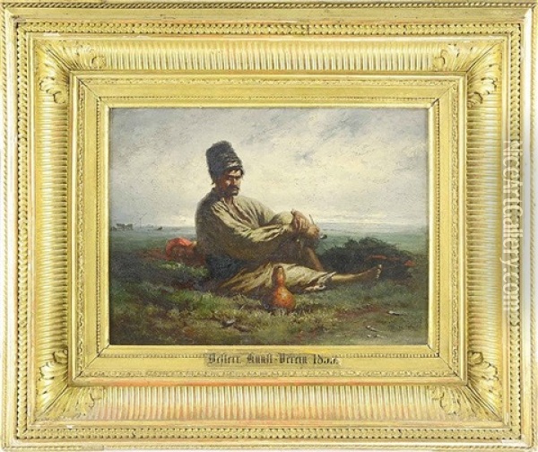 Sitting Man With A Pipe Oil Painting - Alois Schoenn
