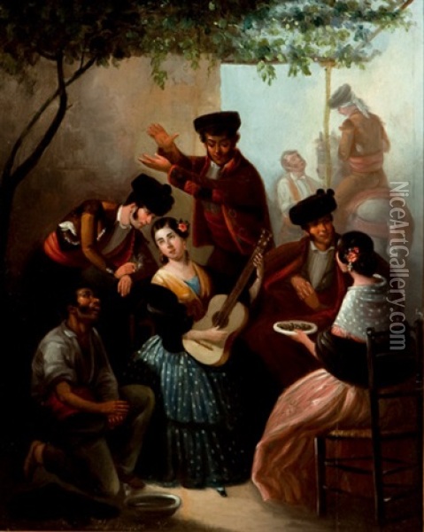 El Jaleo Oil Painting - Joaquin Dominguez Becquer