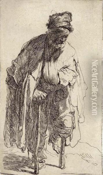 A Beggar With A Wooden Leg Oil Painting - Rembrandt Van Rijn