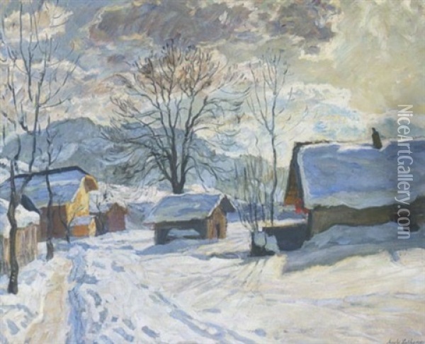 Wintertag Am Dorfrand Oil Painting - Arnold Borisovich Lakhovsky