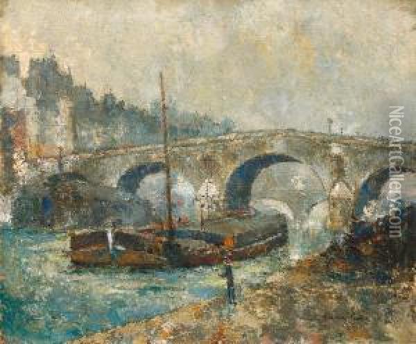 Le Pont Marie A Paris Oil Painting - Pierre Hode