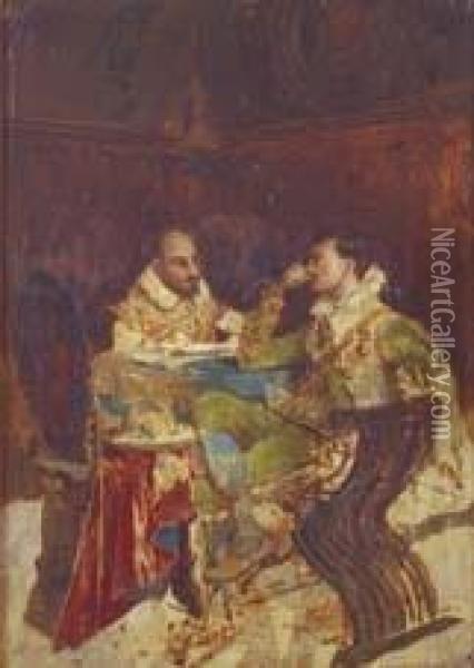 Il Pranzo Dei Cavalieri Oil Painting - Guiseppe Signorini