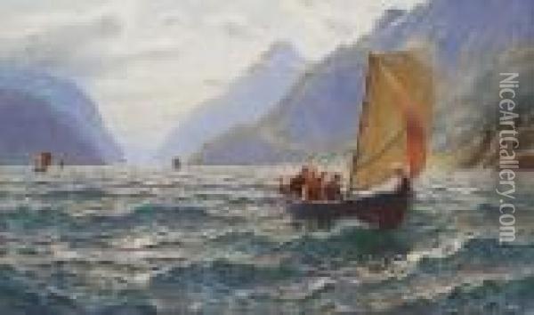 Heitere Segelpartie In Norwegischem Fjord Oil Painting - Hans Dahl