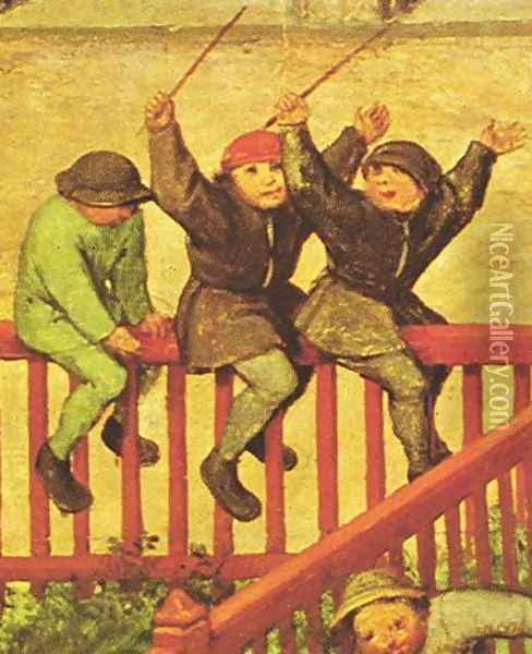 Children's Games (detail 3) 1559-60 Oil Painting - Pieter the Elder Bruegel