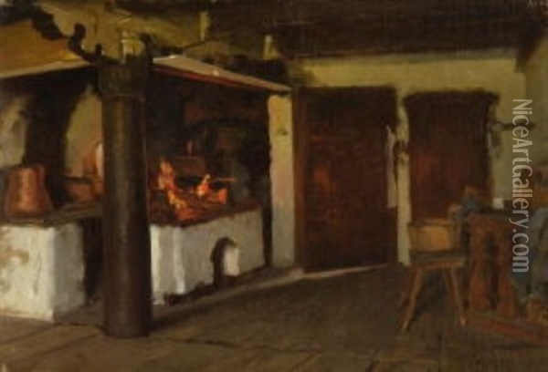 Bauernstube Oil Painting - Theodor Alt