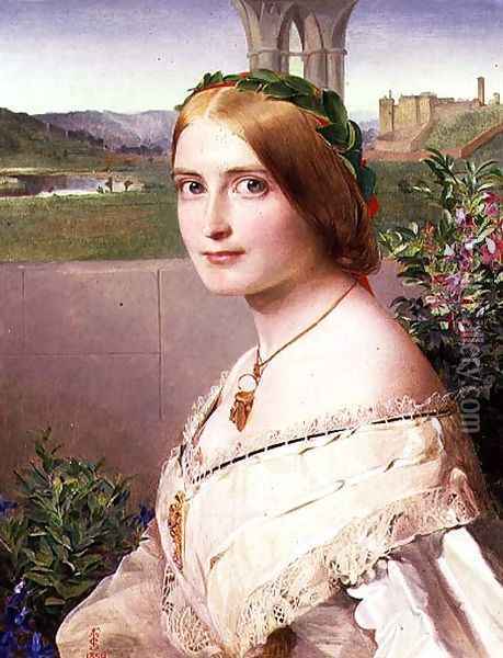 Portrait of Adelaide Mary, Mrs Philip Bedingfeld, 1859 Oil Painting - Anthony Frederick Sandys