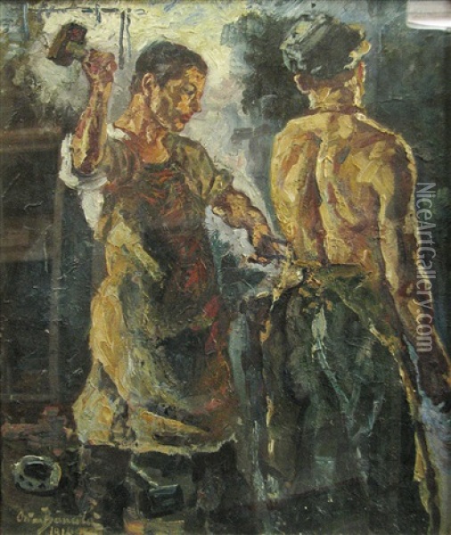 Ferriers Oil Painting - Octav Bancila