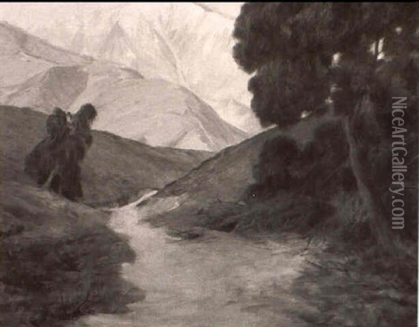 Mountain River Oil Painting - Jean Mannheim