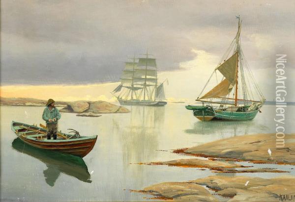 Kustlandskap Oil Painting - Haakon Jensen Kaulum