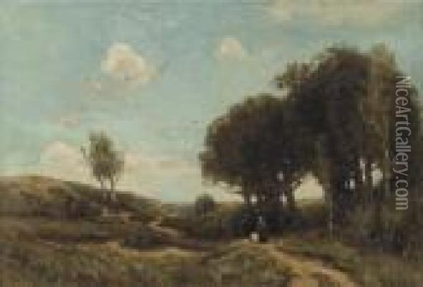 Crossing The Heath Oil Painting - Theophile Emile Achille De Bock