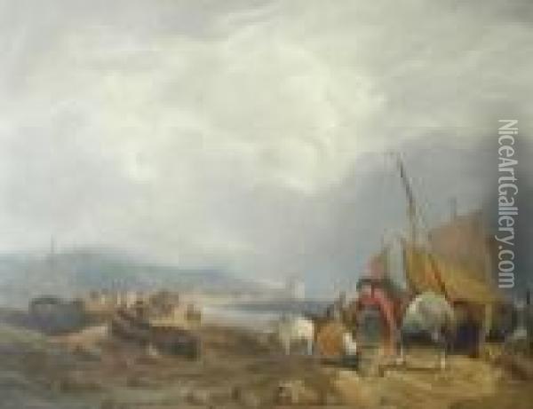 Fishing Community On A Beach Oil Painting - William Joseph Shayer