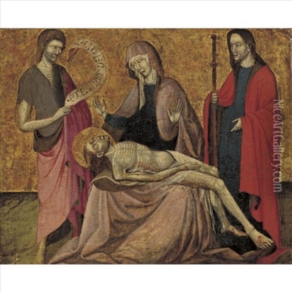 Pieta With Saints John The Baptist And James Oil Painting -  Giovanni da Modena