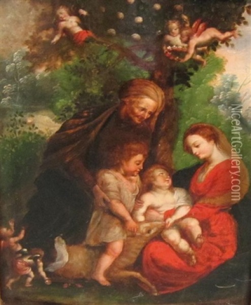 The Madonna And Child With St. Elizabeth And St John The Baptist Oil Painting - Jan Van Balen