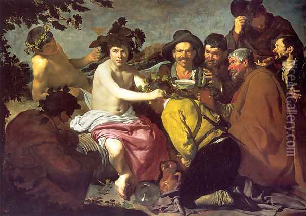 Los Borrachos (The Drunkards) (or The Triumph of Bacchus) Oil Painting - Diego Rodriguez de Silva y Velazquez