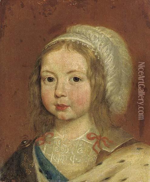 Portrait Of A Girl Oil Painting - Aubin Vouet