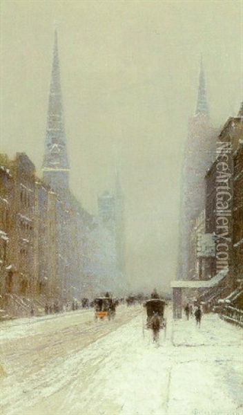 Fifth Avenue In Winter Oil Painting - Lovell Birge Harrison