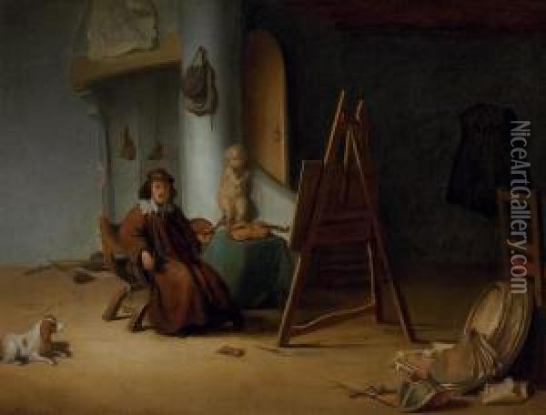An Artist In His Studio Oil Painting - Jacob van Spreeuwen