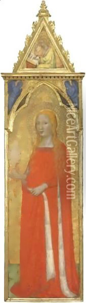 Maria Maddalena, Con Angeli E Santo Evangelista Oil Painting - Bernardo Daddi