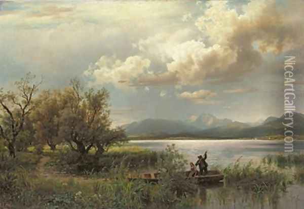 Bayern Landscape Oil Painting - August Wilhelm Leu