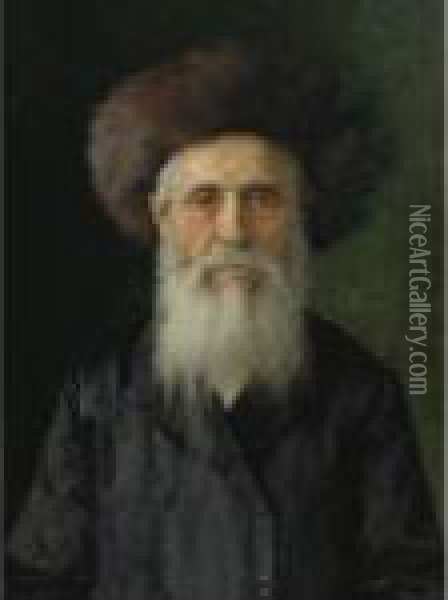Portrait Of A Man With Streimel Oil Painting - Isidor Kaufmann