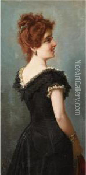 Portrait Of An Elegant Lady Oil Painting - Alexander Rizzoni