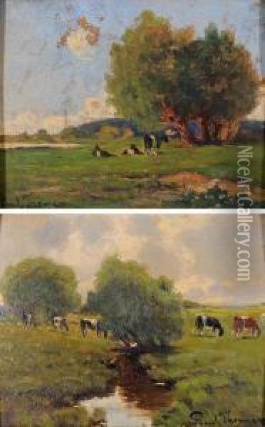 Paesaggio Con Mucche Oil Painting - Paul Thomas